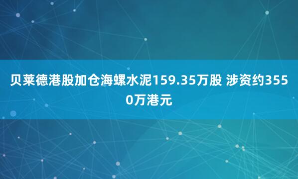 贝莱德港股加仓海螺水泥159.35万股 涉资约3550万港元