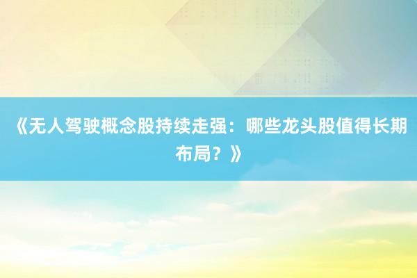《无人驾驶概念股持续走强：哪些龙头股值得长期布局？》