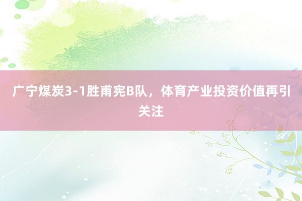 广宁煤炭3-1胜甫宪B队，体育产业投资价值再引关注