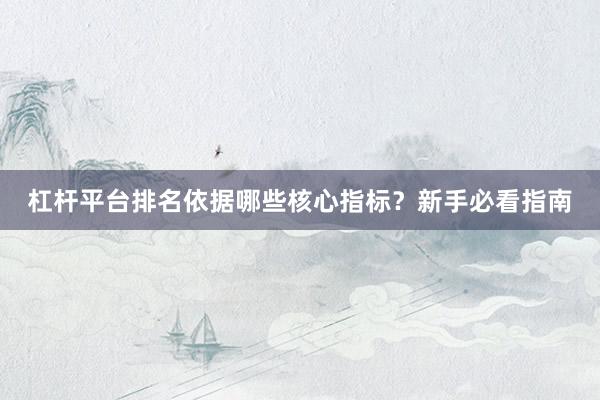 杠杆平台排名依据哪些核心指标？新手必看指南