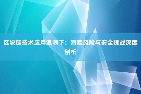 区块链技术应用浪潮下：潜藏风险与安全挑战深度剖析