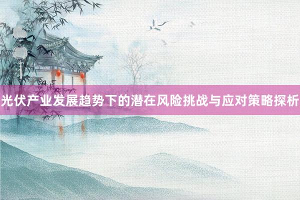 光伏产业发展趋势下的潜在风险挑战与应对策略探析