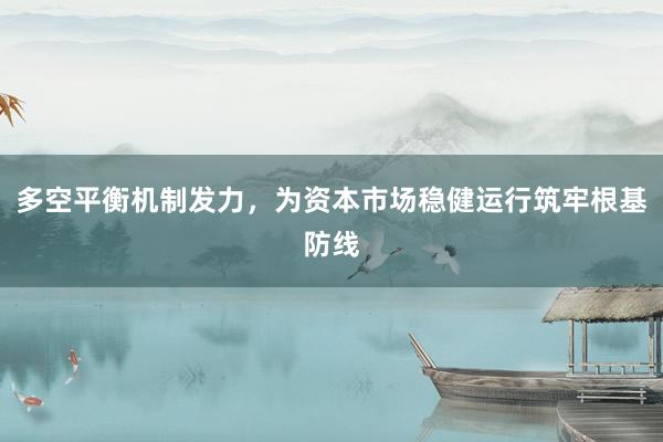 多空平衡机制发力,为资本市场稳健运行筑牢根基防线