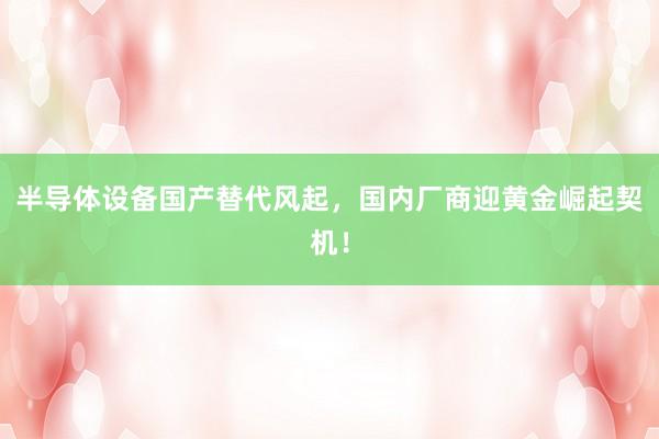 半导体设备国产替代风起，国内厂商迎黄金崛起契机！
