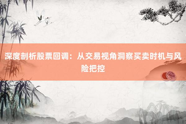 深度剖析股票回调：从交易视角洞察买卖时机与风险把控