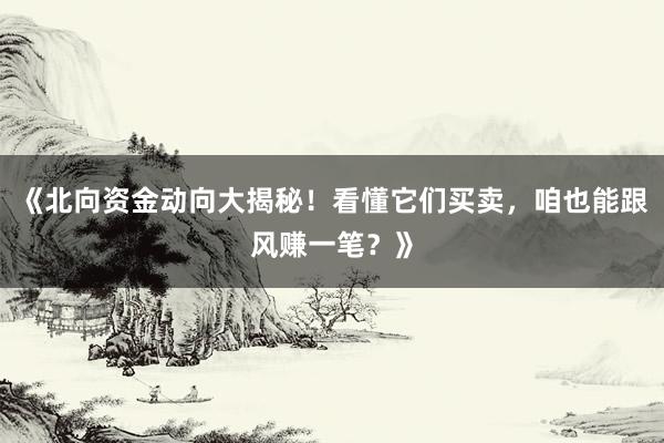 《北向资金动向大揭秘!看懂它们买卖,咱也能跟风赚一笔?》