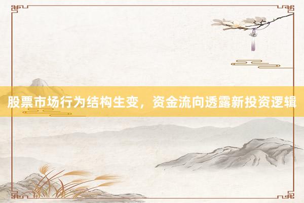 股票市场行为结构生变，资金流向透露新投资逻辑