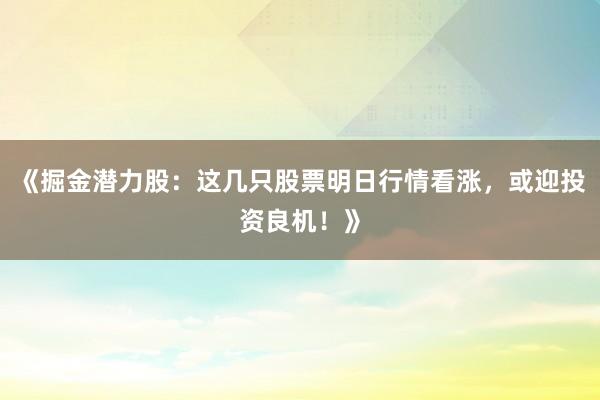 《掘金潜力股：这几只股票明日行情看涨，或迎投资良机！》