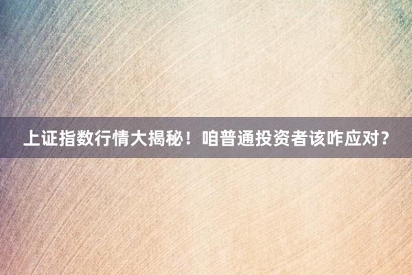 上证指数行情大揭秘！咱普通投资者该咋应对？