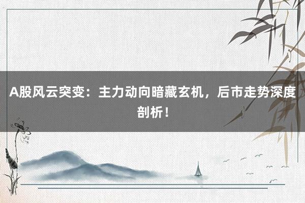 A股风云突变：主力动向暗藏玄机，后市走势深度剖析！