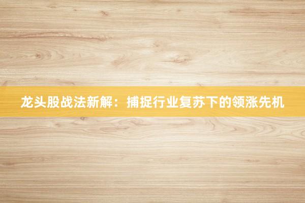龙头股战法新解：捕捉行业复苏下的领涨先机