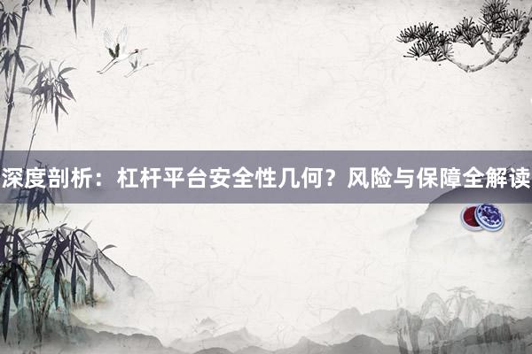 深度剖析：杠杆平台安全性几何？风险与保障全解读