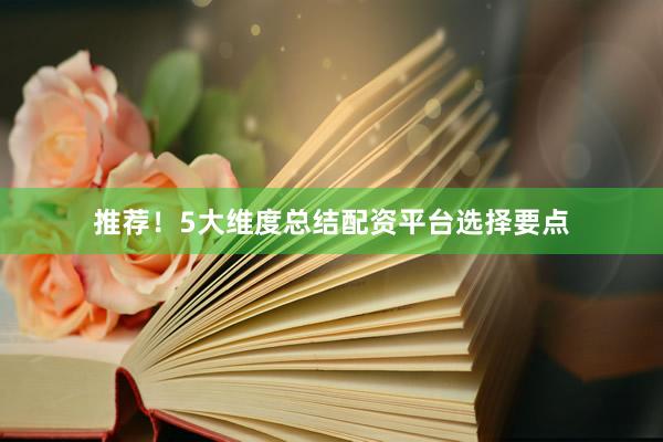 推荐！5大维度总结配资平台选择要点
